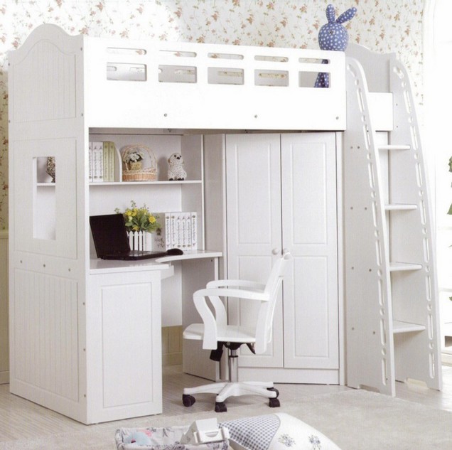 Loft Bed With Desk Underneath White