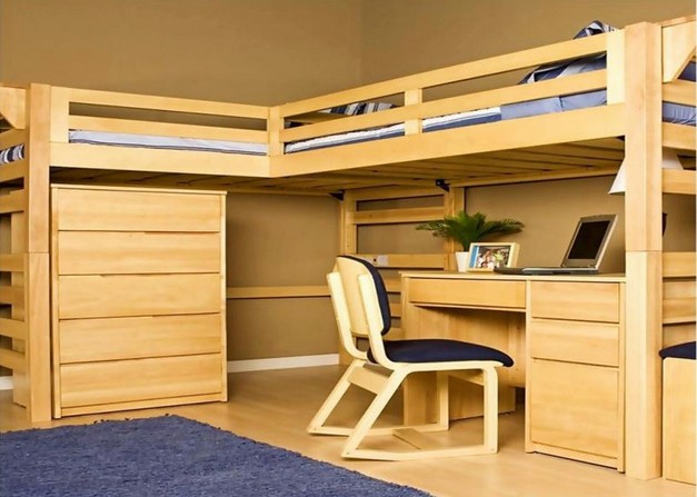 Hardwood Loft Bed With Desk
