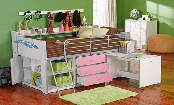 Storage Loft Bed With Desk Espresso