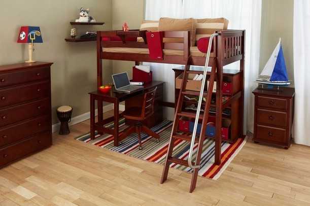 Mid Height Loft Bed With Desk
