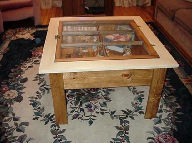 Glass Top Shadow Box Table